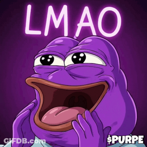 A Purple Frog With Its Tongue Out And The Words Lmao Behind It GIF