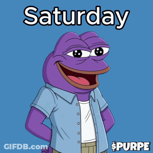 A Purple Frog With The Words Saturday Chill On The Bottom GIF
