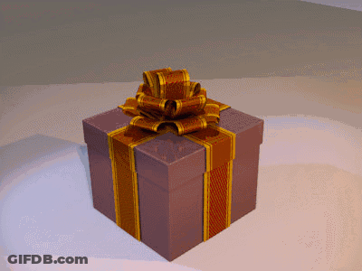 Purple Gift Box With Gold Bow GIF