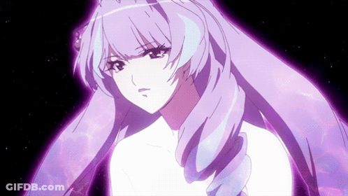 A Purple Haired Anime Character With A Purple Background GIF