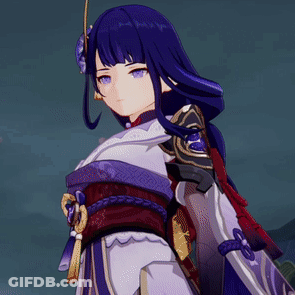 A Purple Haired Anime Girl Is Holding A Sword In Her Hands . GIF
