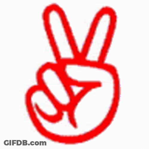 A Purple Hand Giving A Peace Sign On A White Background . GIF