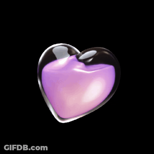 A Purple Heart On A Black Background With A White Outline GIF