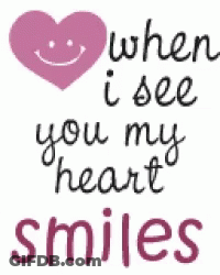 A Purple Heart With A Smiling Face On It And The Words When I See You My Heart Smiles GIF