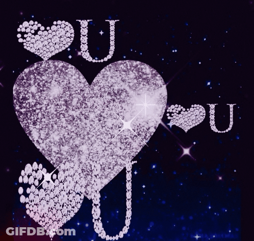 A Purple Heart With The Letter U Written On It GIF