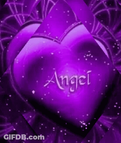 A Purple Heart With The Word Angel On It GIF