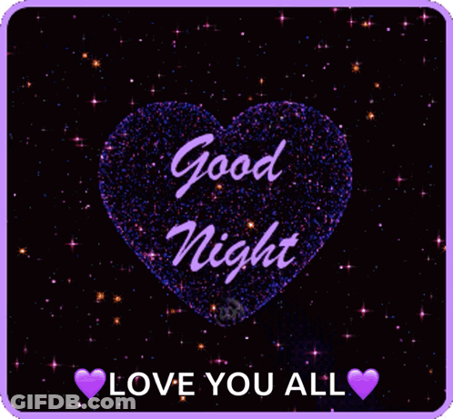 A Purple Heart With The Words Good Night Love You All On It GIF