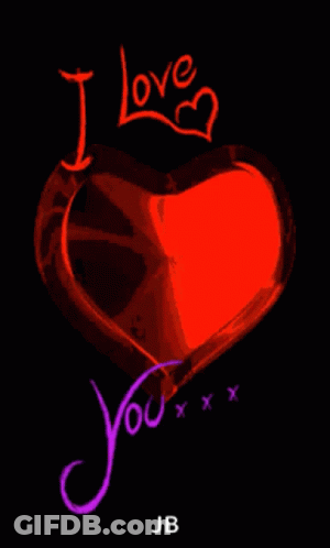 A Purple Heart With The Words " I Love You " On It GIF
