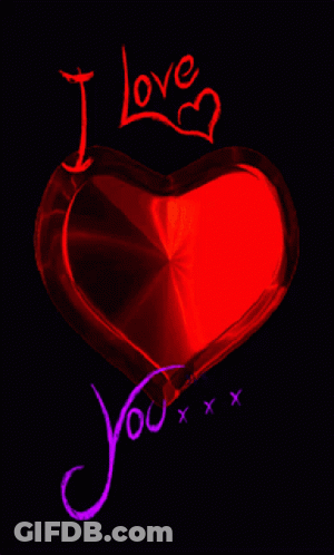 A Purple Heart With The Words I Love You Written On It GIF
