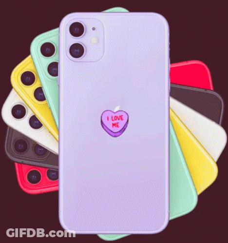 A Purple Iphone With A Heart That Says " I Love Me " GIF