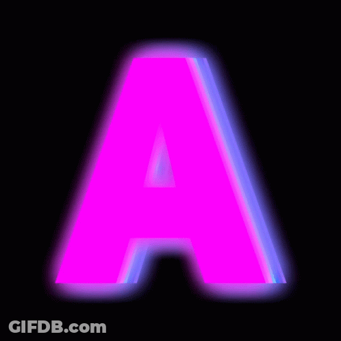 A Purple Letter A Is Surrounded By Black And Blue Triangles GIF