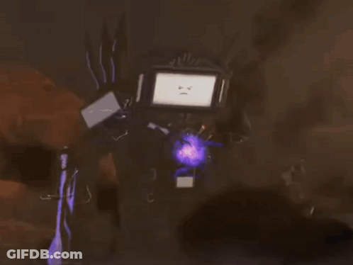 A Purple Lightning Bolt In The Dark With A Black Background GIF