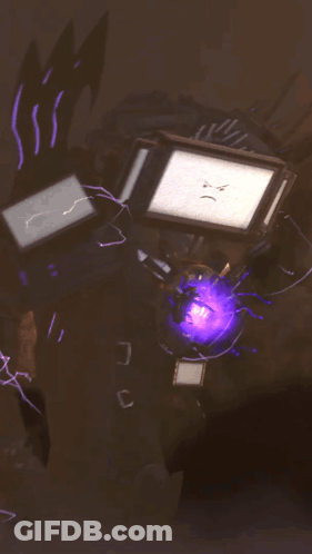A Purple Lightning Bolt Strikes In The Dark Sky GIF