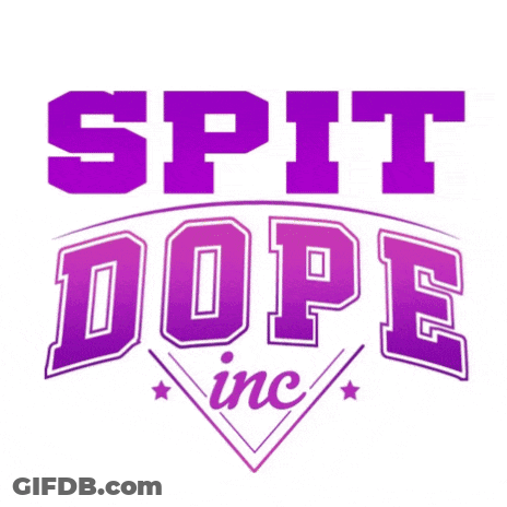 A Purple Logo For Spit Dope Inc GIF