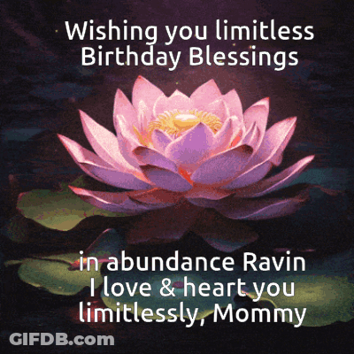 A Purple Lotus Flower With The Words Wishing You Limitless Birthday Blessings In Abundance Ravin GIF