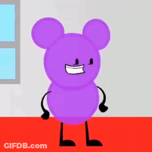 A Purple Mickey Mouse Is Standing On A Red Carpet . GIF