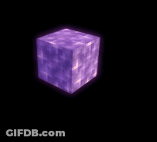A Purple Minecraft Block Is Glowing In The Dark GIF