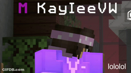 A Purple Minecraft Character With The Name Kayleevw On The Top GIF