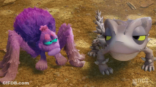 A Purple Monster And A Gray Monster Are Standing Next To Each Other With Netflix Written On The Bottom Right GIF