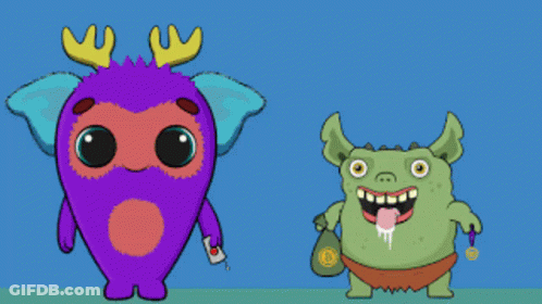 A Purple Monster Is Standing Next To A Time-Out Machine GIF