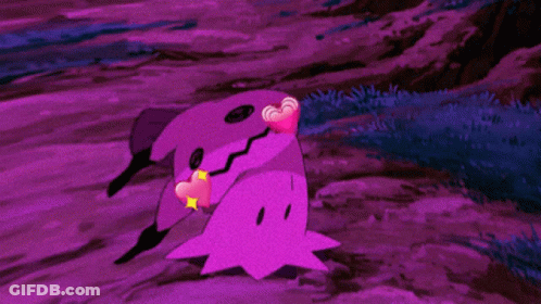 A Purple Monster Is Surrounded By Pink Hearts GIF