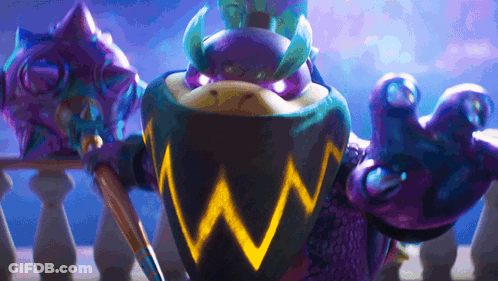 Purple Monster With Horns And Glowing W GIF
