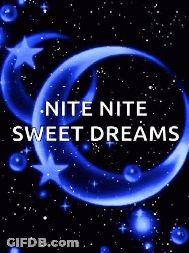 A Purple Moon With The Words `` Nite Nite Sweet Dreams '' On It GIF