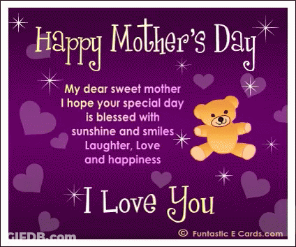 A Purple Mother 'S Day Card With A Teddy Bear GIF