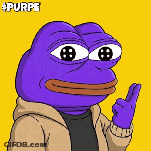 A Purple Pepe Frog Is Wearing A Hoodie And Giving A Peace Sign GIF