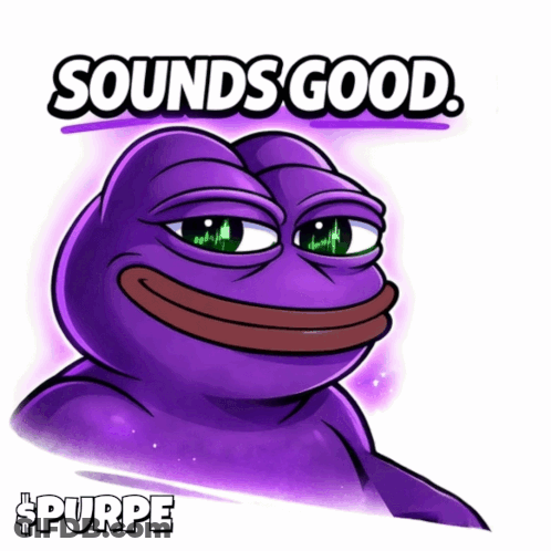 A Purple Pepe Frog With The Words Sounds Good Above Him GIF