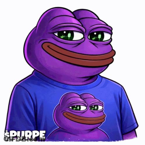 A Purple Pepe The Frog Wearing A Blue Shirt GIF