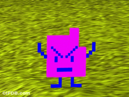 Purple Pixel Character Walking On Grass Field GIF