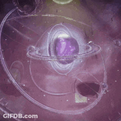A Purple Planet With A Ring Around It In A Purple Background GIF
