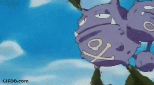 A Purple Pokemon Is Flying Through The Air In A Cartoon . GIF