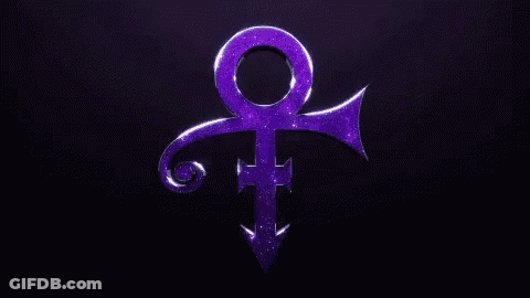 A Purple Prince Logo With A Purple Arrow GIF