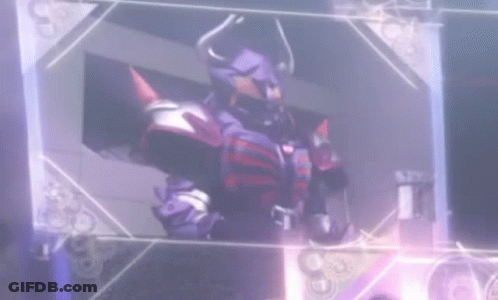 Purple Robot With Horns In Purple Room GIF