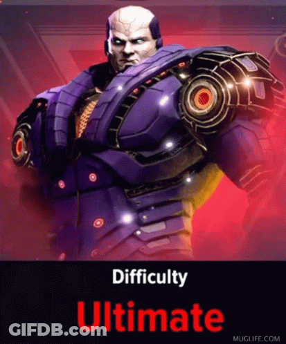 A Purple Robot With The Words Difficulty Ultimate Above It GIF