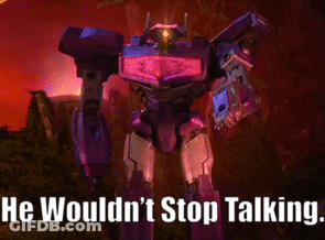 A Purple Robot With The Words He Wouldn 'T Stop Talking GIF