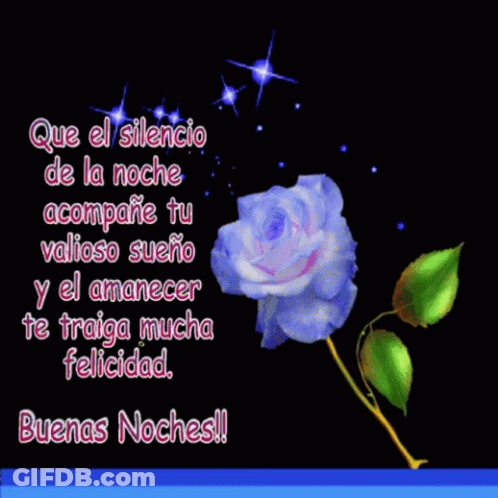 A Purple Rose Is On A Black Background With Spanish Writing GIF