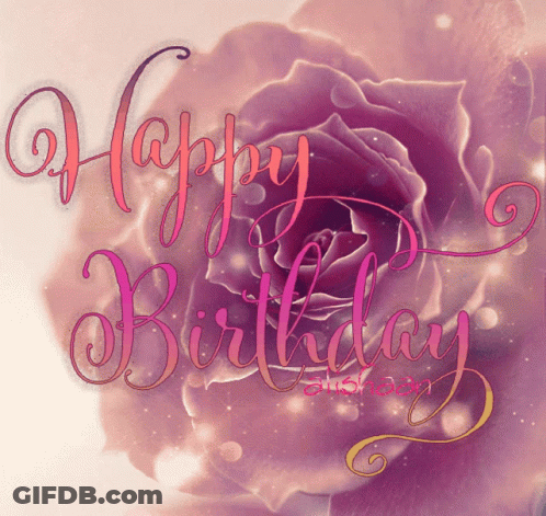 A Purple Rose With The Words Happy Birthday Written On It GIF