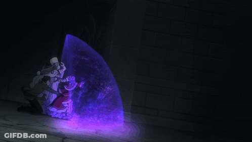 A Purple Shield Is Being Thrown By A Person GIF