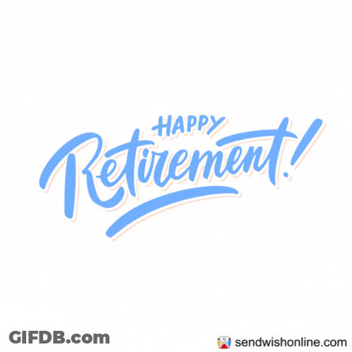 A Purple Sign That Says Happy Retirement GIF
