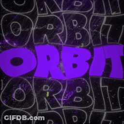 A Purple Sign That Says Orbit On It GIF