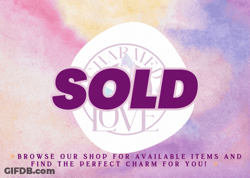 A Purple Sign That Says Sold On A Purple Background GIF