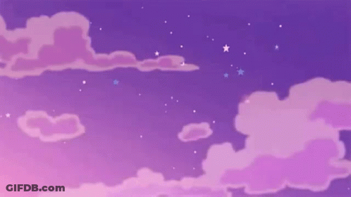 A Purple Sky With Clouds And Stars In It GIF