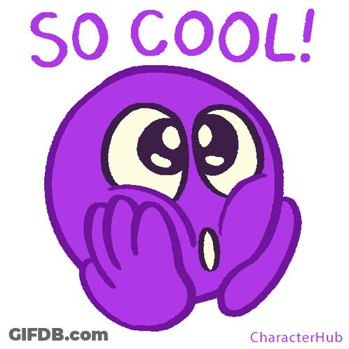 A Purple Smiley Face With The Words So Cool Written On It GIF