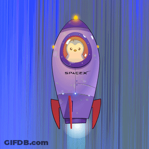 A Purple Spacex Rocket With A Penguin On The Front GIF