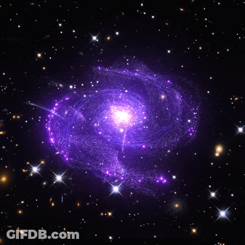 Purple Spiral Galaxy With Star In Center GIF