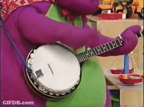 Purple Teddy Bear Playing Banjo GIF
