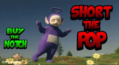 A Purple Teddy Bear Stands In A Field With The Words Buy The Notch Below It GIF
